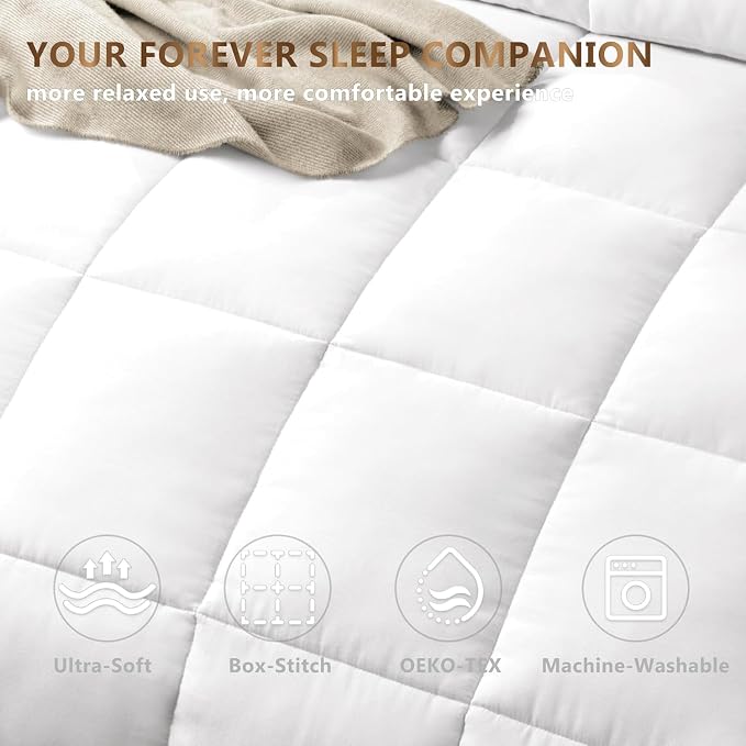 ACCURATEX Lightweight Duvet Insert Twin Comforter, Cotton Shell,68x88 | 250GSM Down Alternative Filling,Sateen Weave Breathable Soft,8 Tabs,OEKO-TEX