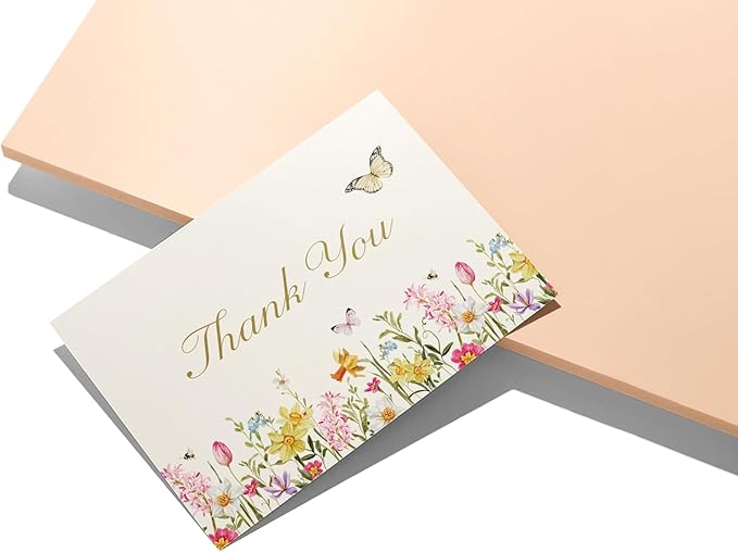 Spring Bloom Floral Thank You Cards & Notes with Envelopes Set (12 Pack), Thank You Greeting Card, Perfect for Baby Shower, Business & Birthday, & Wedding, Holiday Thank You Cards, Appreciation Gifts