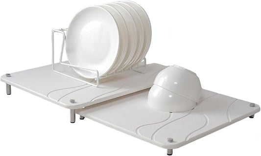 2-Pack Marble Dish Drying Mats for Kitchen Counter, Diatomaceous Earth (Diatomite) Quick-Dry Sink Countertop Pads for Dishes & Utensils, Non-Slip, Easy to Clean,White