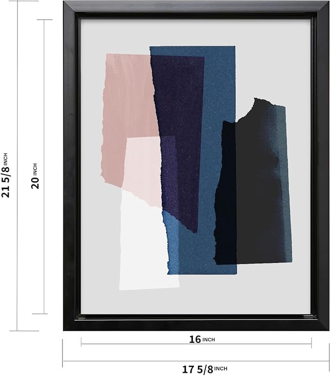 Monem Art Abstract Torn Paper Collage Print - Minimalist Modern Art Poster - Wall Decor for Living Room, Bedroom or Office - 16x20 Black Framed CANVAS Wall Art by Mareike Bohmer