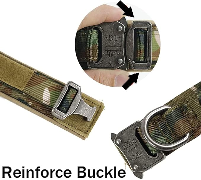 Tactical Dog Collar Adjustable Military Nylon Dog Collar with Control Handle and Heavy Duty Metal Buckle for Medium and Large Dogs (Camo,XXL)