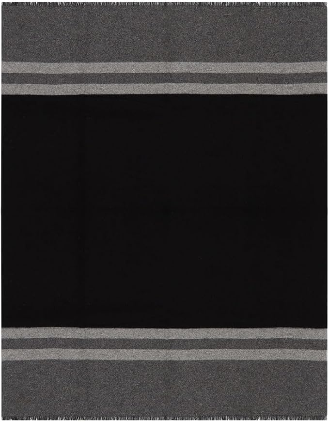 Superfine Alpaca Wool Throw Blanket - Lightweight Alpaca Merino Wool Throw Blankets | Soft Peruvian Alpaca Blanket Wool Blanket Striped Design 69" x 52" (Black/Gray)