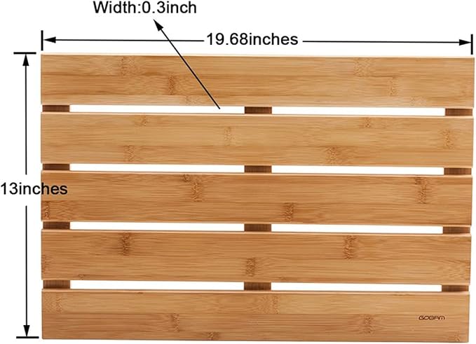 Bamboo Bath Mat,Natural Wooden Shower Mat,Natural Cypress Anti-Slip Bathroom Wood Floor Rug for Spa, Bath Tub, Kitchen Toilet, Sauna and Doorsteps Comes,Customizable,60x100cm/24x39in