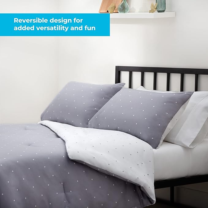 LINENSPA All Season Hypoallergenic Down Alternative Microfiber Comforter, King, Gray