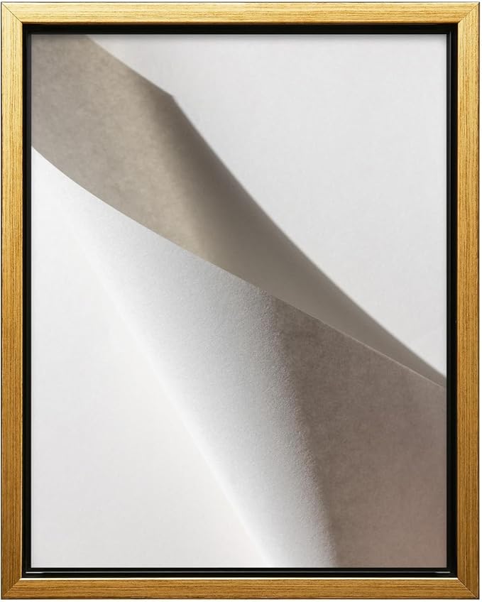 Monem Art Minimalist Folded Paper Abstract Print - Scandinavian Neutral Texture Art Poster - Wall Decor for Living Room, Bedroom or Office - 12x16 Gold Framed CANVAS Wall Art by Mareike Bohmer