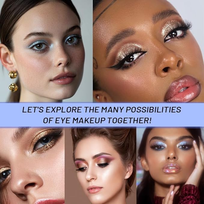 Blue Single Shimmer Glittle Eye shadow Palette Makeup, Single Shimmer Eyeshadow for Older Women, High Pigment Natural Sombras Crema Para Ojos, Talc, Paraben & Cruelty Free (07#Blue)