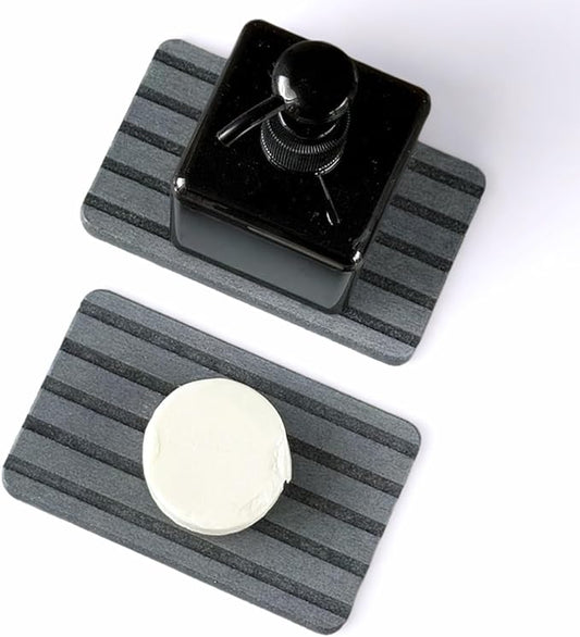 Kitchen Soap Tray - Stone Soap Dish for Bathroom, Water Absorbing Stone Tray for Sink, Natural Diatomite Coaster for Vanity Counter Top Décor (2 Rectangle, Gray)