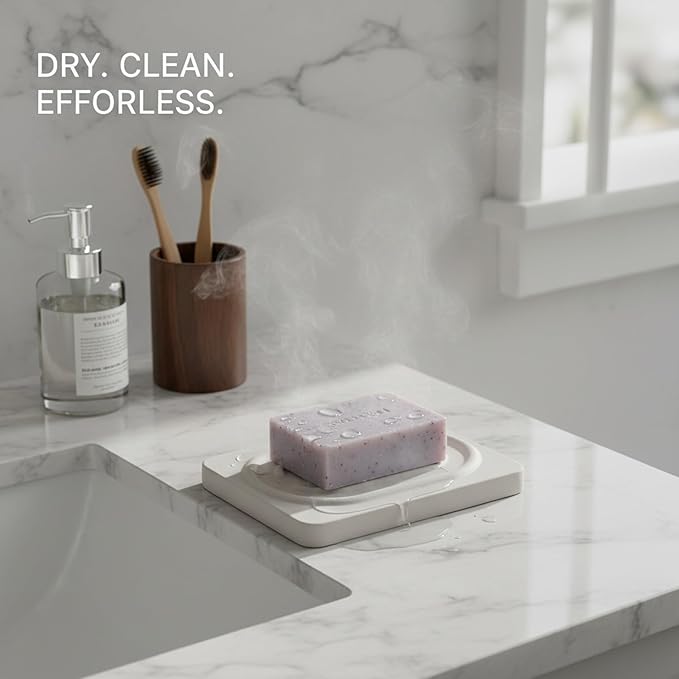 Diatomaceous Earth Soap Dish Tray, Stone Tray for Bathroom Sink Counter, 4.7 x 3.1 Inch (1 PC)