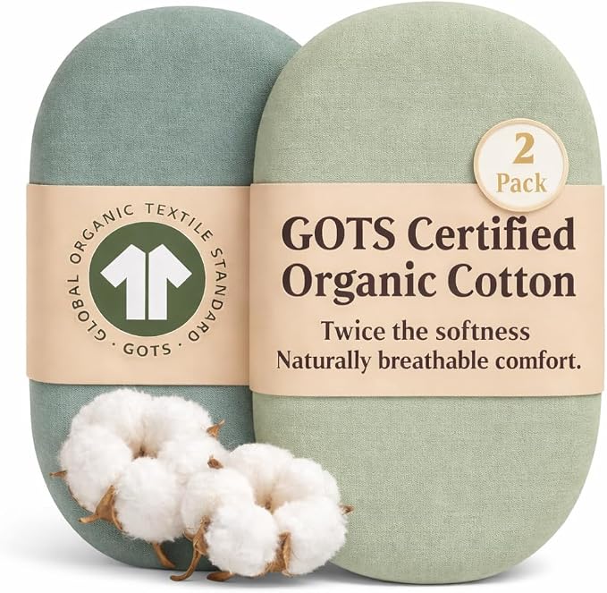 GOTS Organic Bassinet Sheets Compatible with Halo BassiNest Swivel Sleeper, 4moms mamaRoo Sleep Bassinet, Pure Ultra Soft Turkish Organic Cotton