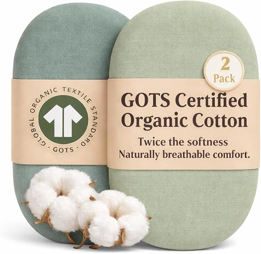 GOTS Organic Bassinet Sheets Compatible with Halo BassiNest Swivel Sleeper, 4moms mamaRoo Sleep Bassinet, Pure Ultra Soft Turkish Organic Cotton