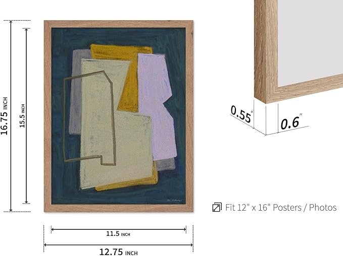 Monem Art Geometric Abstract Painting Print - Modern Minimalist Shapes Art Poster - Wall Decor for Living Room, Bedroom or Office - 12x16 Beige Framed Wall Art by Mareike Bohmer