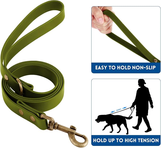 Wisedog Waterproof Dog Collar and Leash Set, S, Green | Adjustable Puppy Collar, Cute Tag, 4FT Dog Leash, Includes Poop Bag, For Small Medium Large Dogs