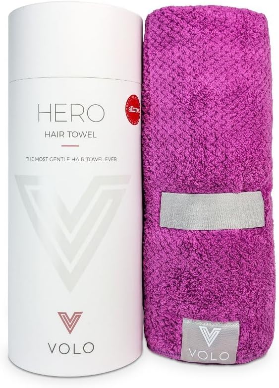 Volo Hero Hair Towel – Ultra Soft Nanoweave™ Microfiber, Super Absorbent Quick Dry, Reduces Dry Time 50%, Anti-Frizz & Breakage, Secure Snug Strap, Large Wrap for All Hair Types - Orchid