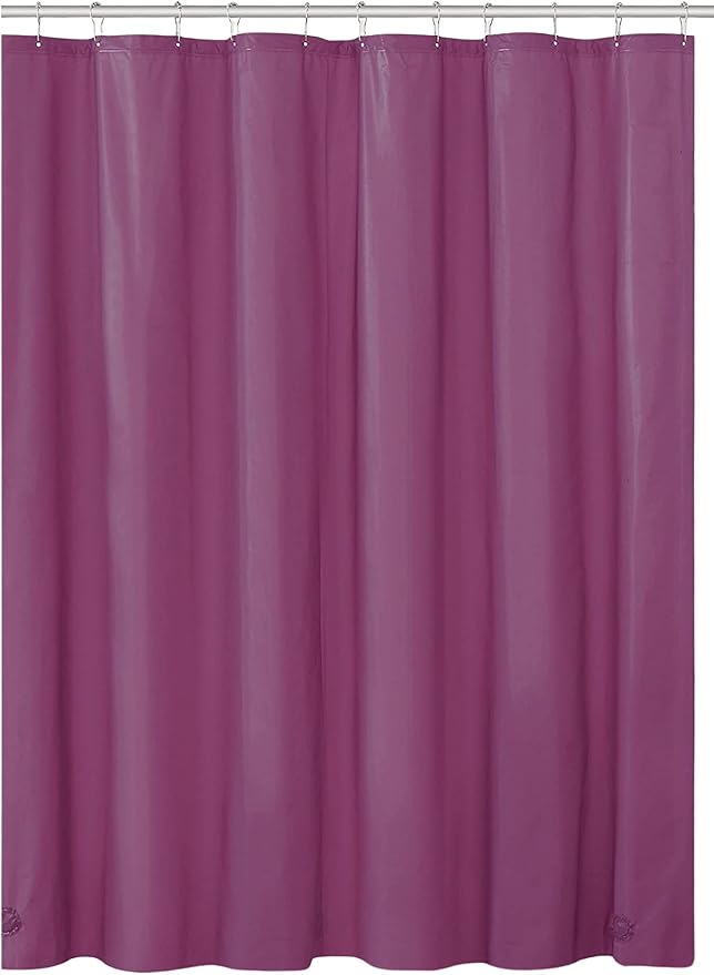Dependable Industries inc. Essentials Bathroom Magnetized Shower Curtain Liner with Metal Grommets Waterproof (Purple)