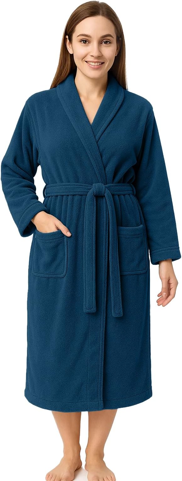 RIVERSIDE Premium 100% Cotton Terry Bathrobe For Women and Men - Soft Towel Robes with Shawl Collar Ajdustable Belt & Pockets