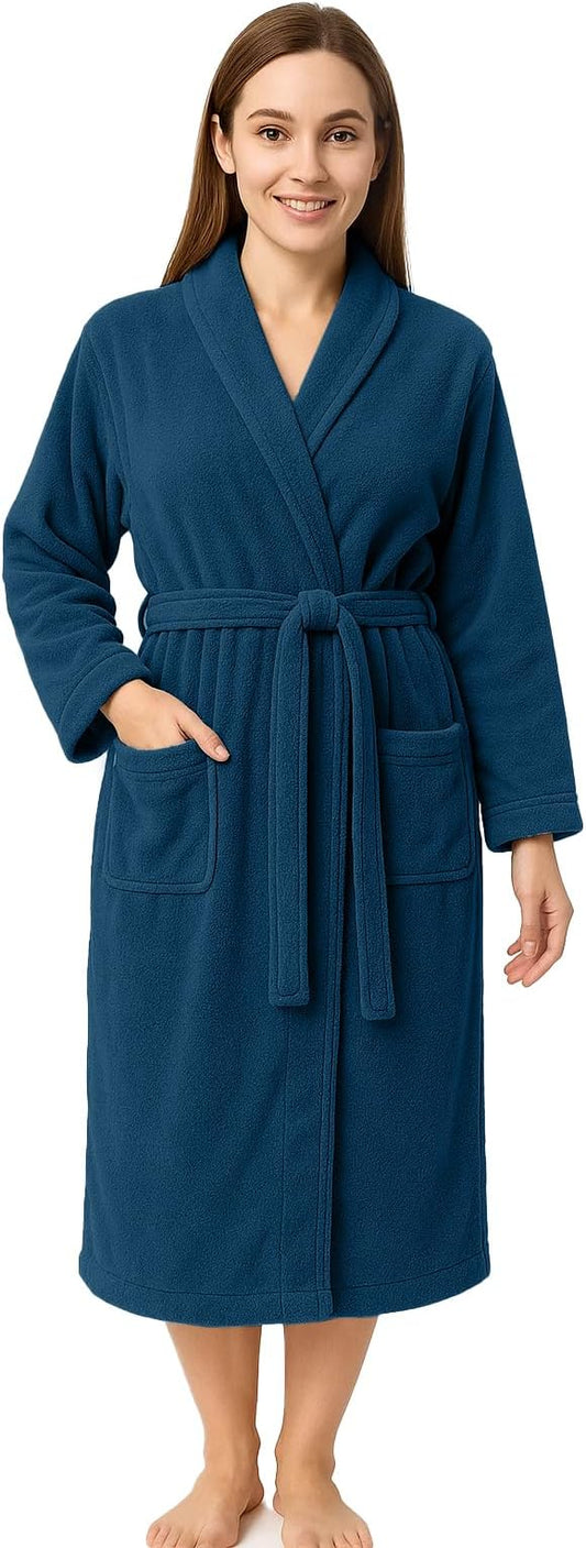 RIVERSIDE Premium 100% Cotton Terry Bathrobe For Women and Men - Soft Towel Robes with Shawl Collar Ajdustable Belt & Pockets
