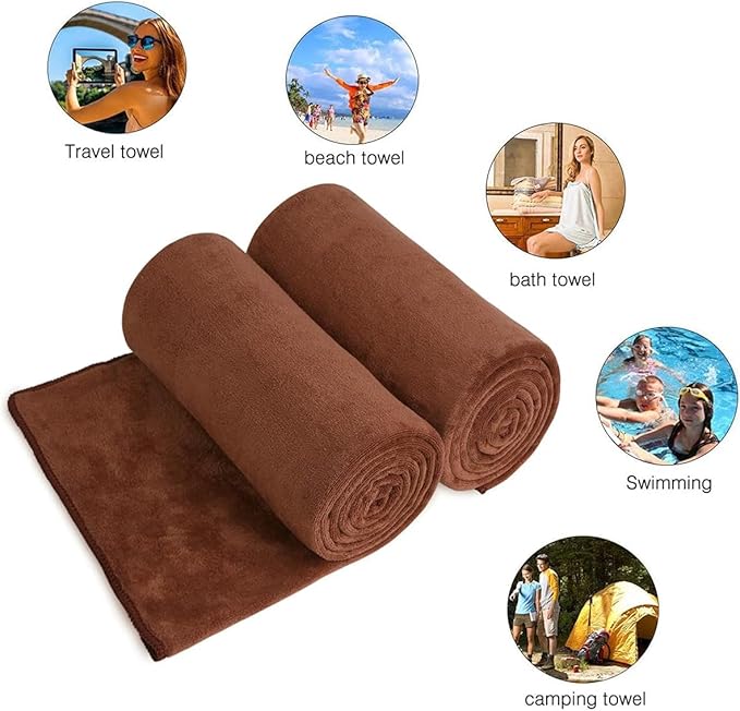 JML Microfiber Bath Towels, Bath Towel Set for Adult Men Women, 6 Pack,30" x 60", Oversized, Soft, Super Absorbent and Fast Drying for Bathroom,Sport, Fitness, Yoga (Brown)