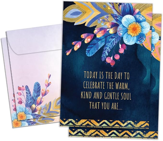 Tree-Free Greetings - Birthday Cards - Artful Designs - 2 Cards + Matching Envelopes - Made in USA - 100% Recycled Paper - 5 x 7 - Warm Kind Gentle (GT65336)