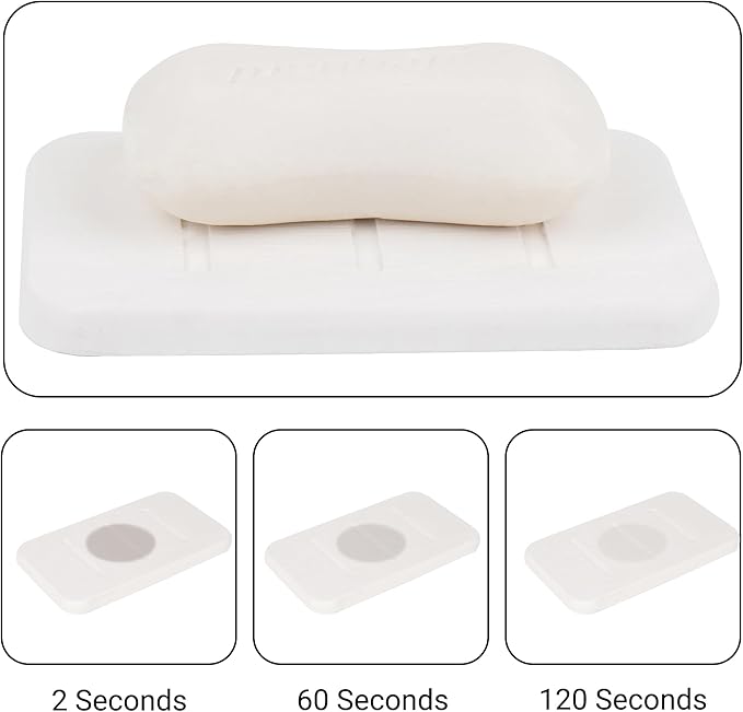 Adorila 2 Pack Diatomite Soap Dish, Absorbent Soap Bar Holder Pad for Bathroom, Self-Dry Soap Saver Container (White)