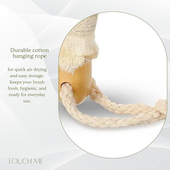 Touch Me All Natural Spa Sisal Dry Skin Brush – Premium Quality 9” Exfoliating Body Brush for Lymphatic Massage, Circulation & Glowing Smooth Skin