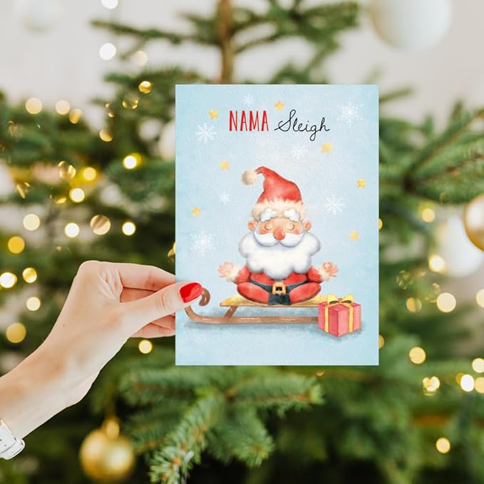 Tree-Free Greetings - Christmas Greeting Cards - Artful Designs - 12 Cards + Matching Envelopes - Made in USA - 100% Recycled Paper - 5"x7" - Nama Sleigh (HP60532)