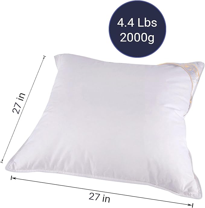 Wool Pillow – 100% Cotton Cover, Breathable & Temperature Regulating Bed Pillow, Natural Sheep Wool Fill, Hypoallergenic Sleeping Pillow (Square, Medium, Sheep Wool)