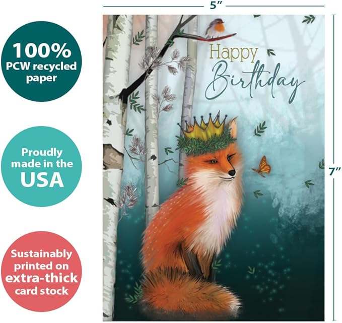 Tree-Free Greetings - Birthday Cards - Artful Designs - 8 Assorted Cards + Matching Envelopes - Made in USA - 100% Recycled Paper - 5 x 7 - Cake Celebration (GA65205)