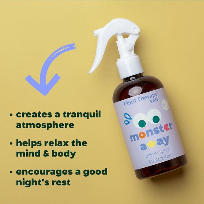 Plant Therapy Kids All Natural Monster Away Pillow and Linen Spray, Powered by Essential Oils, Aromatherapy Spray, 8 oz