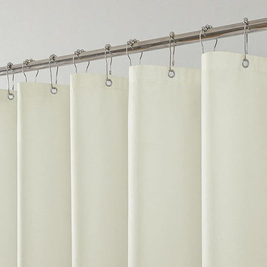 1 Pack Water-Repellent Fabric Shower Curtain Liner - Hotel Quality Machine Washable, 3 Heavy-Duty Magnets with Rustproof Grommets & Weighted Hem, Standard Size 72x84in Cream