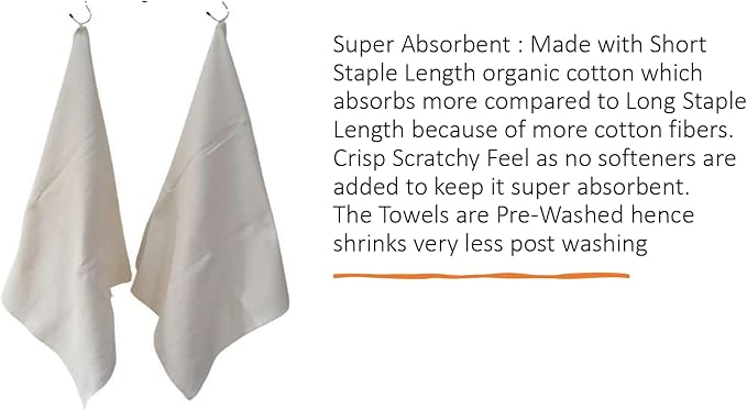 Waffle Bath Towel Pack of 2, 30.5x58 INCHES, 100% Natural Organic Cotton, GOTS Certified (Ivory) Super ABSORBANT & Quick Dry, NO SOFTENERS, Environment Friendly