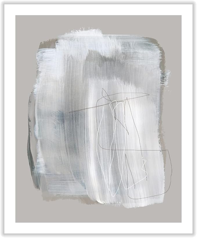 Monem Art Abstract Minimal Brushstroke Print - Scandinavian Neutral Line Art Poster - Wall Decor for Living Room, Bedroom or Office - 16x20 ROLLED CANVAS Wall Art by Mareike Bohmer