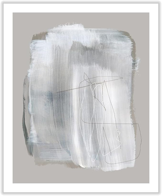 Monem Art Abstract Minimal Brushstroke Print - Scandinavian Neutral Line Art Poster - Wall Decor for Living Room, Bedroom or Office - 16x20 ROLLED CANVAS Wall Art by Mareike Bohmer