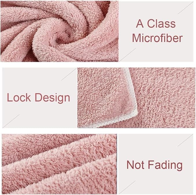 Jseng 3PC Microfiber Hair Towel Caps, Extreme Soft & Ultra Absorbent, Fast Drying Hair Drying Caps Towel Turban Wrap for Wet Hair Women