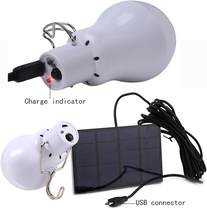 ABZXT Solar Powered Lamp Portable Led Bulb Lights Solar Energy Panel Led Lighting for Camp Tent Night Fishing Emergency Lights Flash 350LM(Pack of 2)