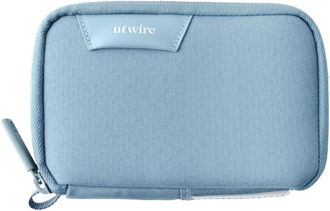 Folio Mini Small Tech Gear Pouch with Label Identification for Daily Travel, Gym, Work Organizer for Cables Chargers, Electronic Accessories (Arctic Blue)