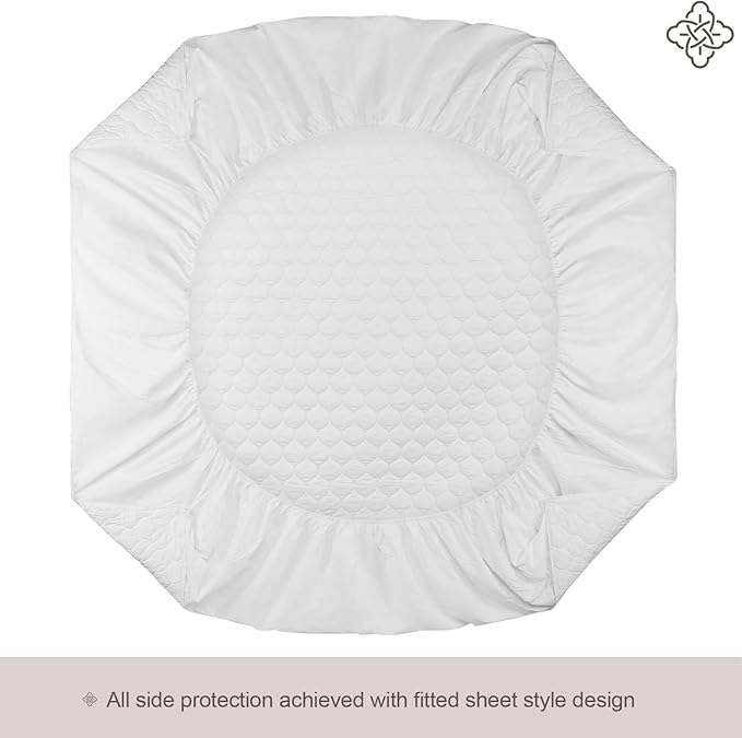 Bioweaves 100% Organic Cotton Mattress Pad Cover, GOTS Certified Cooling 300 GSM Quilted Fitted Mattress Topper & Protector with Soft Cotton Wadding - White, 20 Inch Deep Pocket, Full