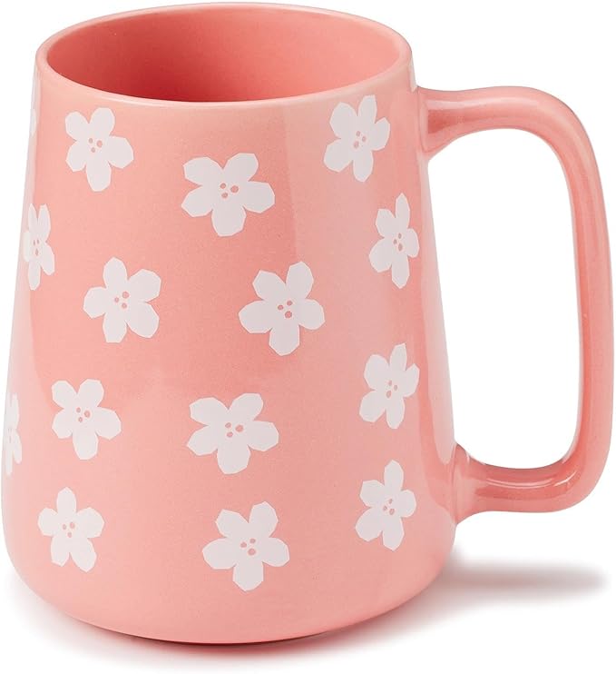 24oz Large Ceramic Coffee Mug with Big Handle, Handmade Kiln Glazed Large Coffee Mug Tea cup, Novelty Mug，Unique Uneven Surface for Office and Home，Microwave and Dishwasher Safe (Pink)