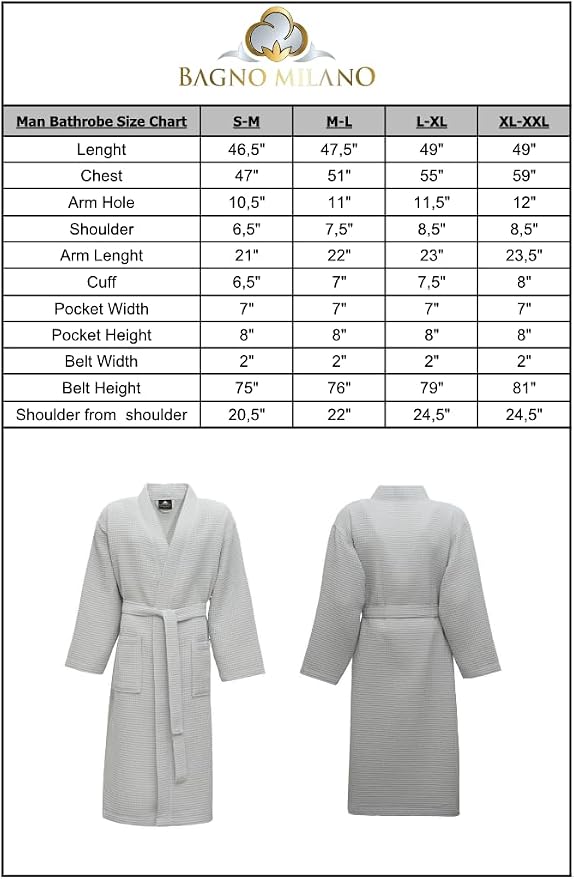 BAGNO MILANO Mens Robes, Waffle Robes For Men, Turkish Cotton Mens Bathrobes