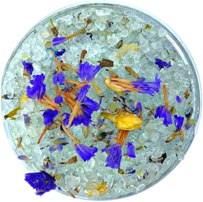 OMM Collection Natural Floral Soaking Bath Salt - Detox Body & Foot Soak - Pink Himalayan & Dead Sea Salt Flakes - Relaxing Bath Soak (Night Lily)