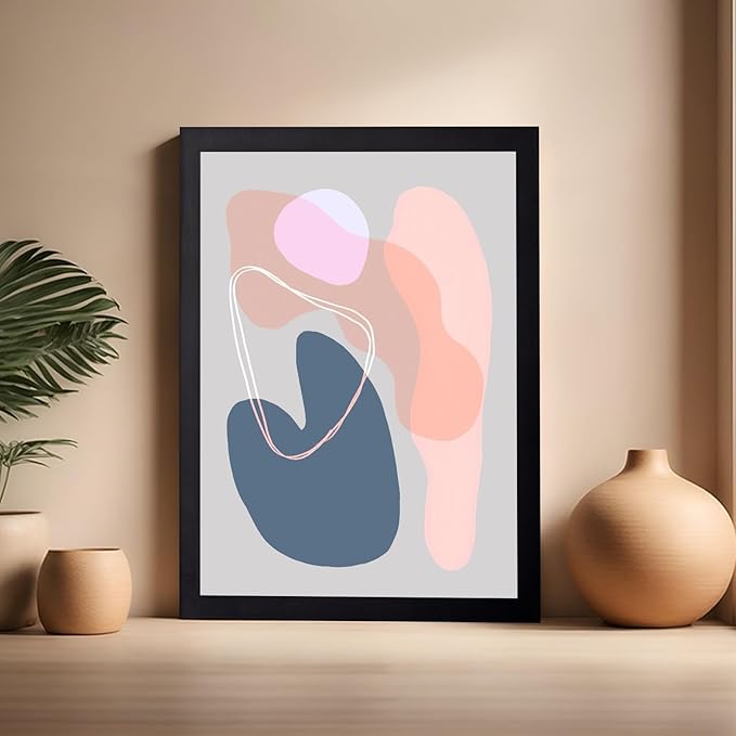 Monem Art Abstract Organic Shapes Print - Minimal Scandinavian Line Art Poster - Wall Decor for Living Room, Bedroom or Office - 16x20 Black Framed Wall Art by Mareike Bohmer