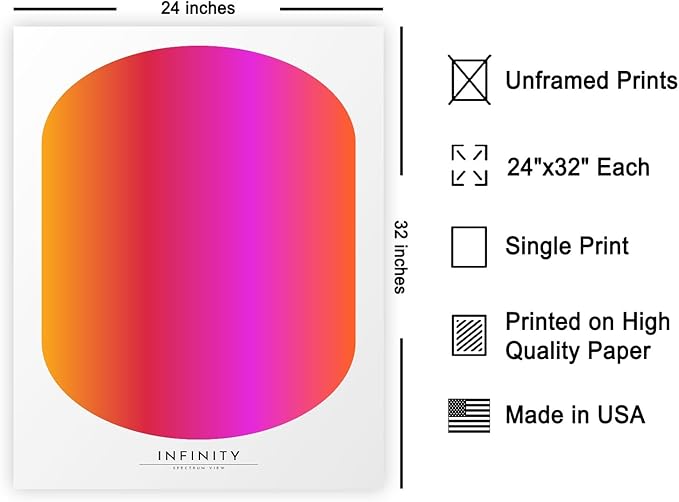 Monem Art Infinity Spectrum Gradient Print - Modern Geometric Abstract Poster - Wall Decor for Living Room, Bedroom or Office - 24x32 Unframed Wall Art by Rs Lab Studio