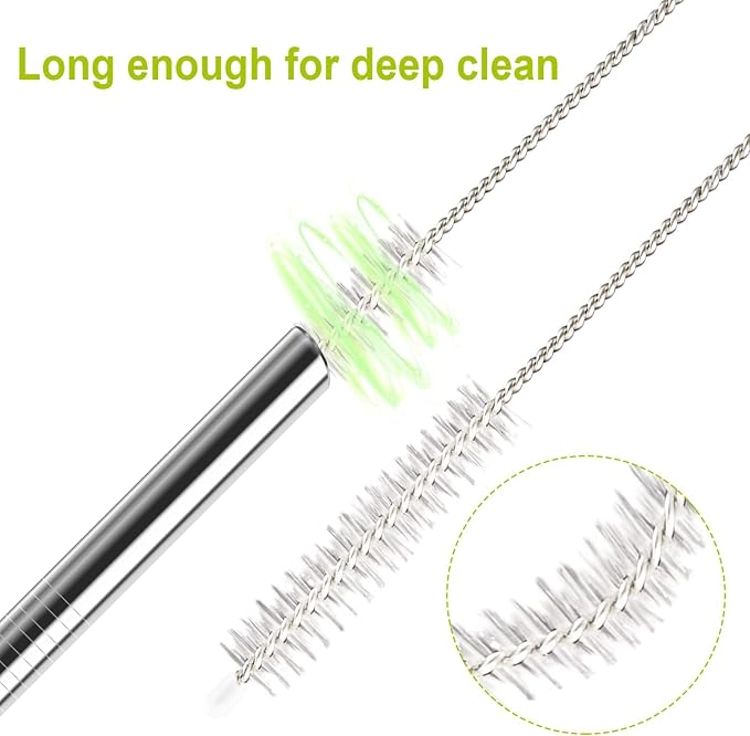 6 Pack Reusable Stainless Steel Straws Replacement for Stanley 40oz Cup Adventure Tumbler, 12.2" Metal Straws with Cleaning Brush & Storage Bag