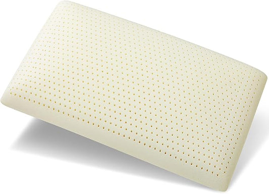 100% Talalay Latex Pillow, Luxury Queen Sleeping Bed Pillow for Side, Back, and Stomach Sleepers, Extra Soft Natural Latex Foam Pillow, Removable Breathable Cotton Cover (1, Queen (Low Loft))