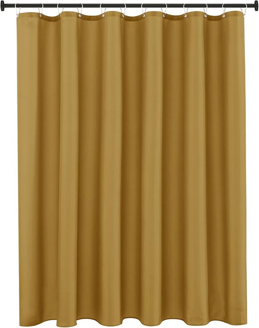 Biscaynebay Hotel Quality Fabric Shower Curtain Liner 72 Inch by 72 Inch, Gold Water Resistant Bathroom Curtains Rust Resistant Grommets & Weighted Bottom Hem Machine Washable
