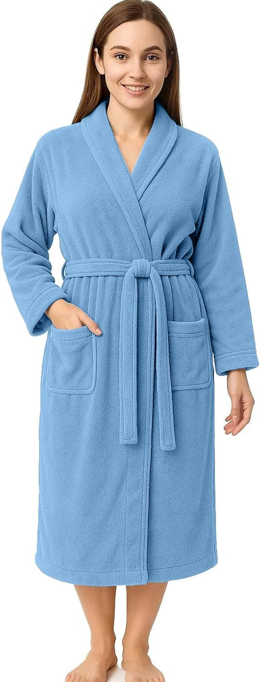 RIVERSIDE Premium 100% Cotton Terry Bathrobe For Women and Men - Soft Towel Robes with Shawl Collar Ajdustable Belt & Pockets