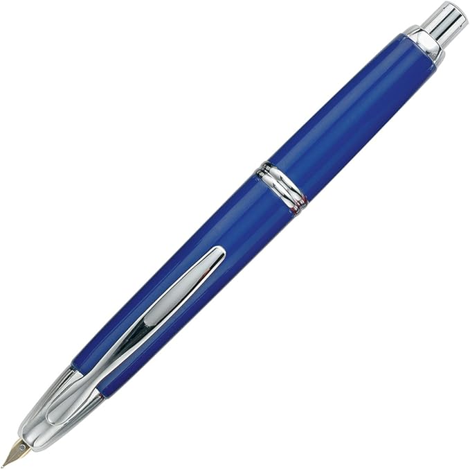 PILOT Vanishing Point Collection Refillable & Retractable Fountain Pen, Blue Barrel with Rhodium Accents, Blue Ink, Fine Nib (60143)