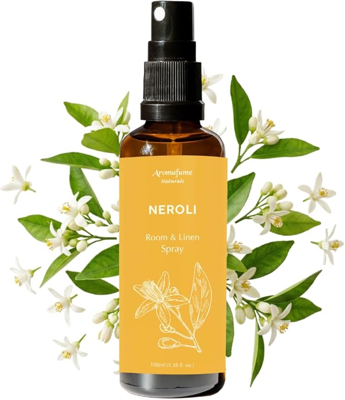 Neroli Room, Linen & Pillow Spray by Aromafume | 100ml / 3.38 fl oz | with Pure Neroli Essential Oil | Aromatherapy Spray for Upliftment, Positivity | Mist for Bedding, Fabrics | Air Freshener
