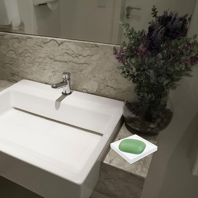 TEHAUX Bathroom Diatomite Soap Dish Holder Natural Water-Absorbent Soap Tray for Shower Sink Quick Drying and Easy to Clean
