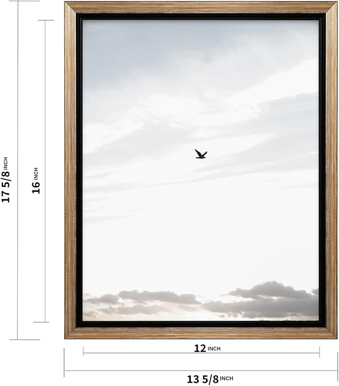 Monem Art Minimalist Bird in Sky Photography Print - Moody Nordic Landscape Art Poster - Wall Decor for Living Room, Bedroom or Office - 12x16 Silver Framed CANVAS Wall Art by Mareike Bohmer