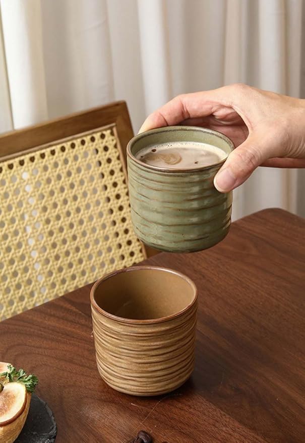 Japanese retro ceramic teacups, coffee cups, and water cups, suitable for restaurants, homes, and offices, copper.